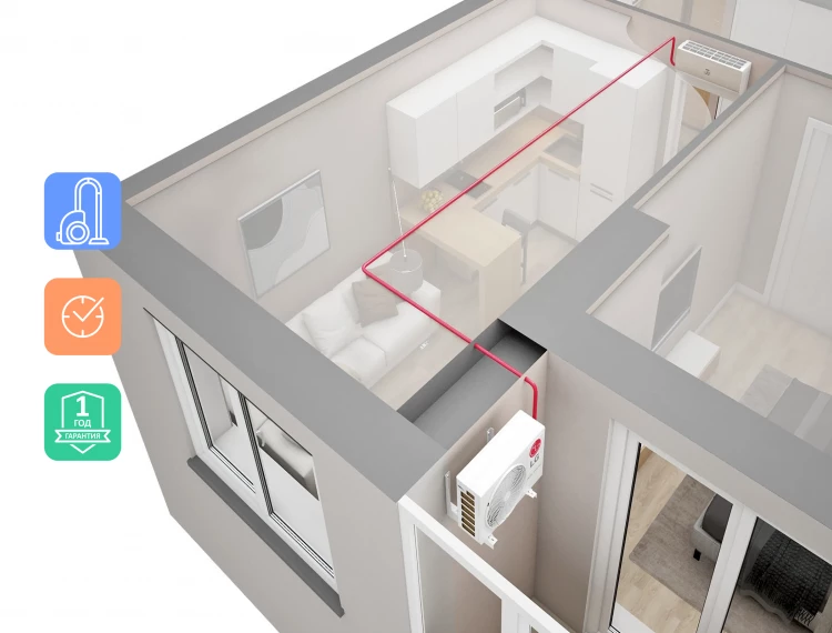 Установка кондиционера за подвесным потолком